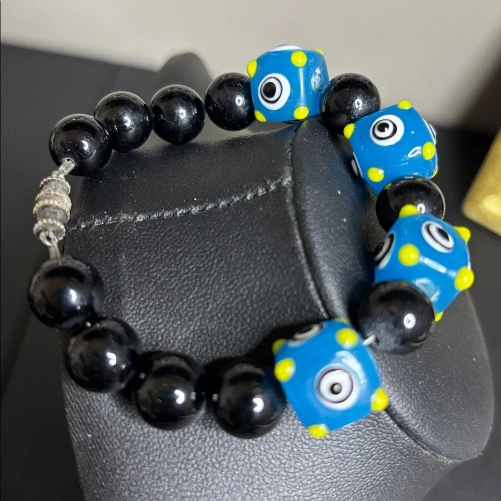 Multi Color Glass Bead Bracelet Link Art